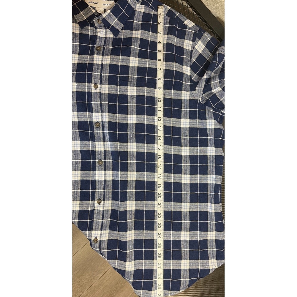 Old Navy Regular-Fit Plaid Linen-Blend Shirt XXL Buisness Casual - Picture 10 of 12